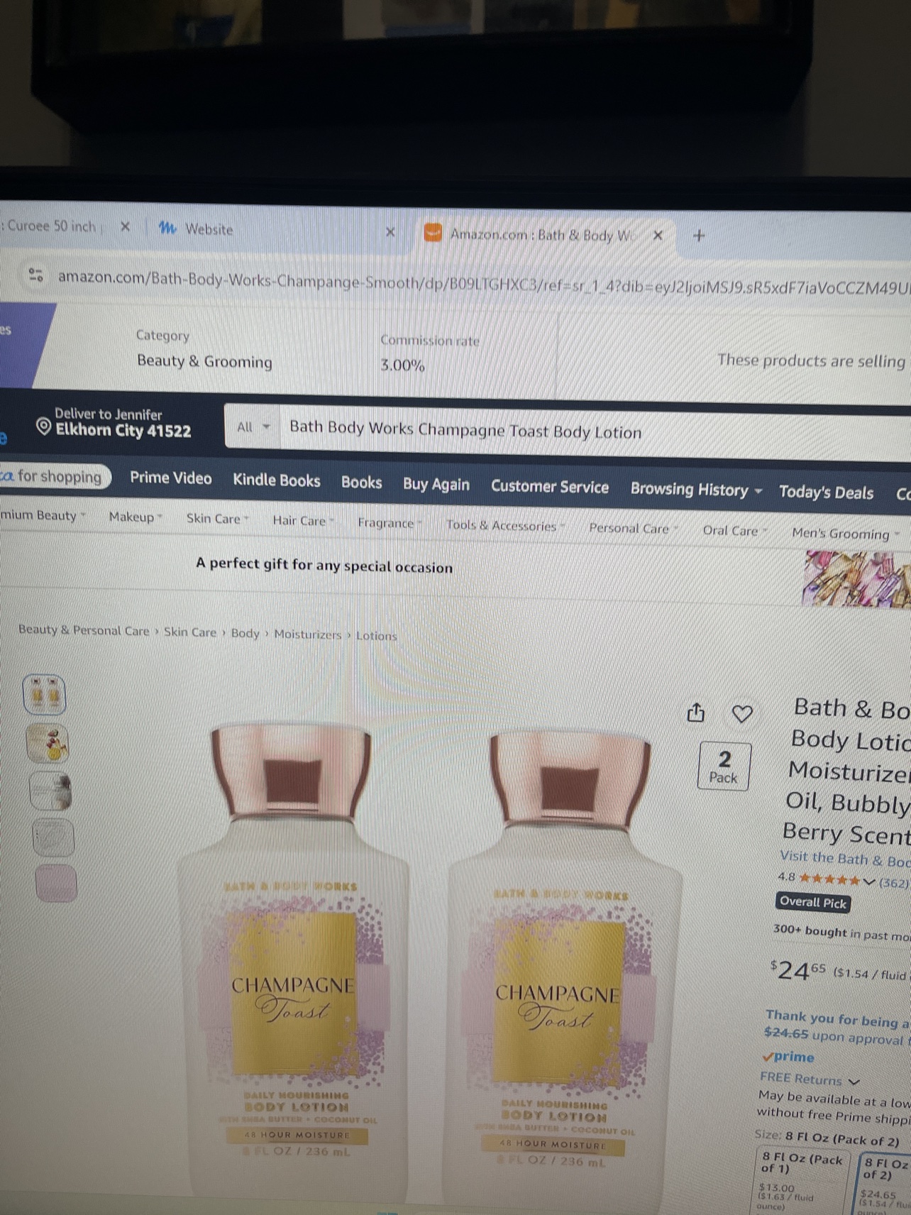 Champagne Toast Daily Nourishing Body Lotion 2-Pack (8 fl oz) shown on its Amazon product page