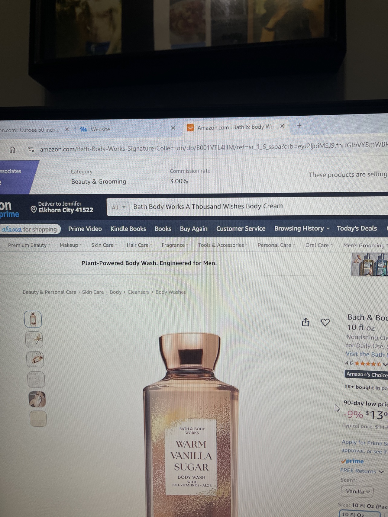 Warm Vanilla Sugar Body Wash (10 fl oz) shown on its Amazon product page