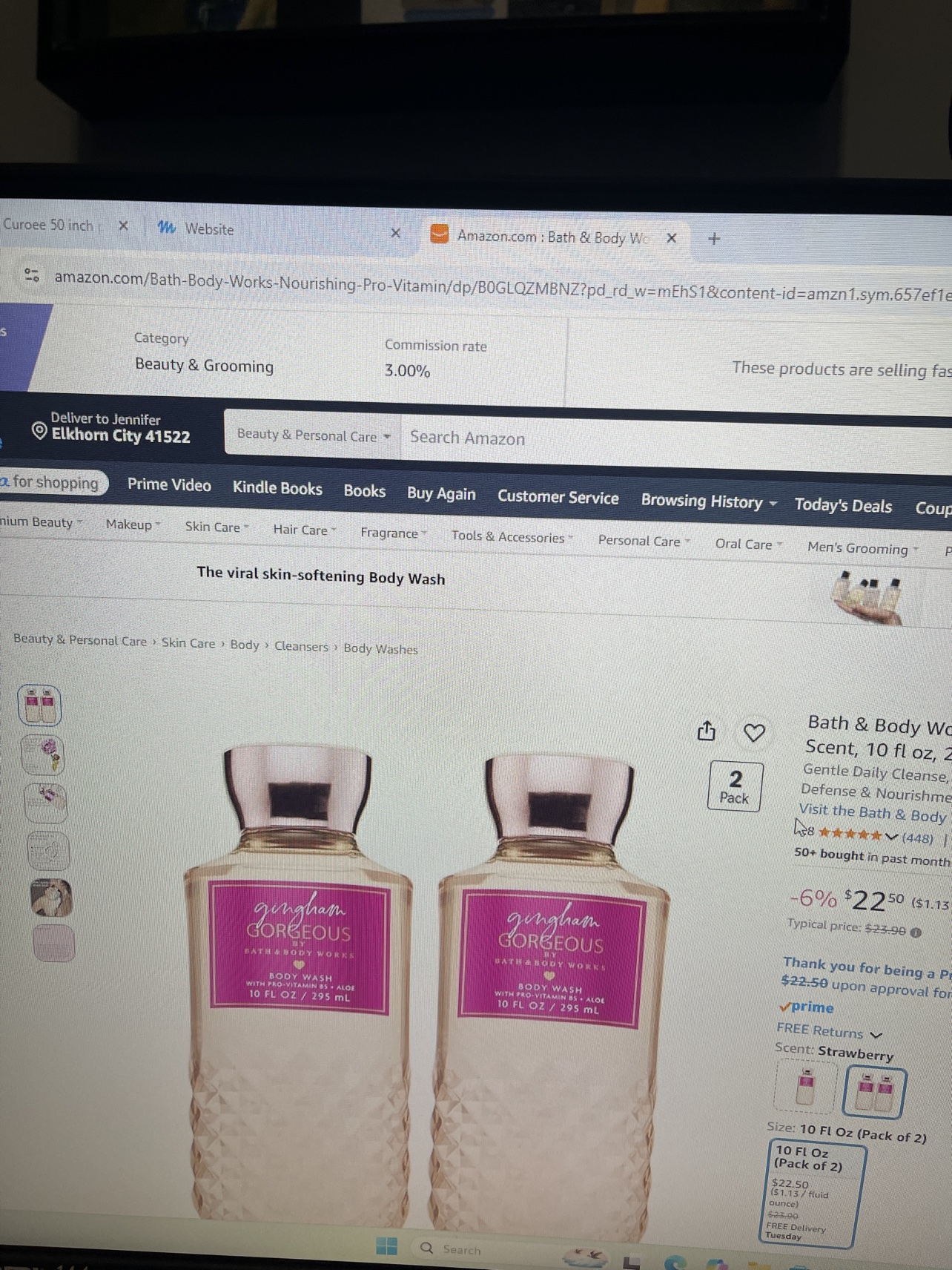 Gingham Gorgeous Body Wash 2-Pack (10 fl oz) shown on its Amazon product page