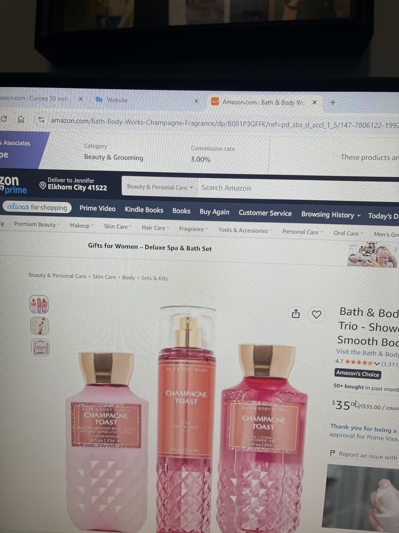 Bath & Body Works Champagne Toast Trio shown on its Amazon product page