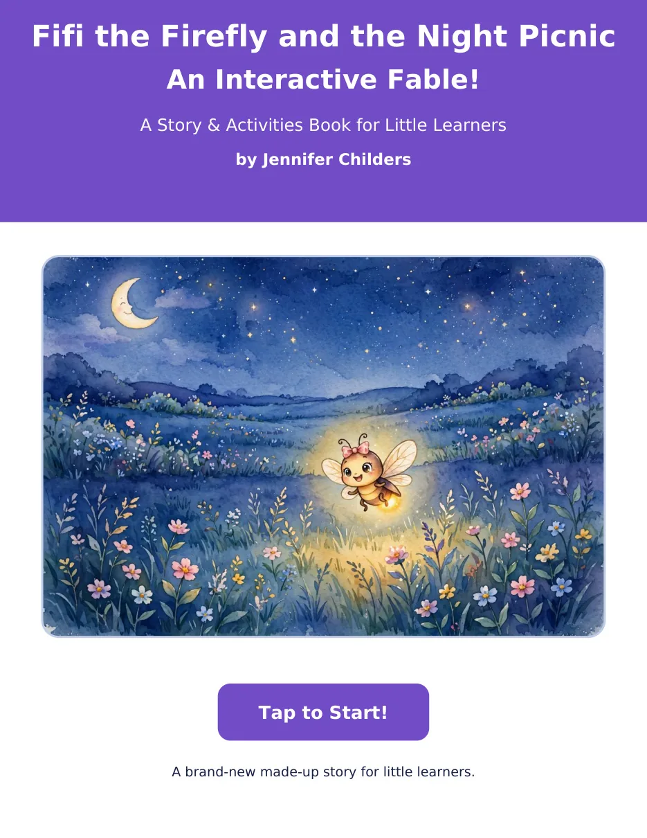 Fifi the Firefly and the Night Picnic interactive fable cover with a glowing firefly in a pink bow