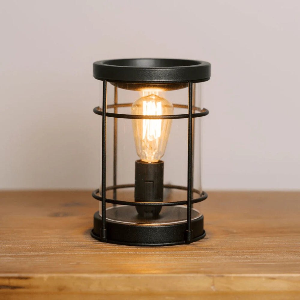 Candleberry Black Wax Melt Warmer with safety timer and Edison bulb