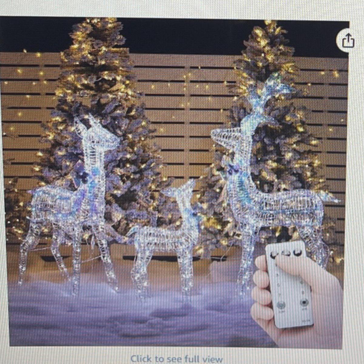 Iridescent 3D Christmas deer family outdoor decoration