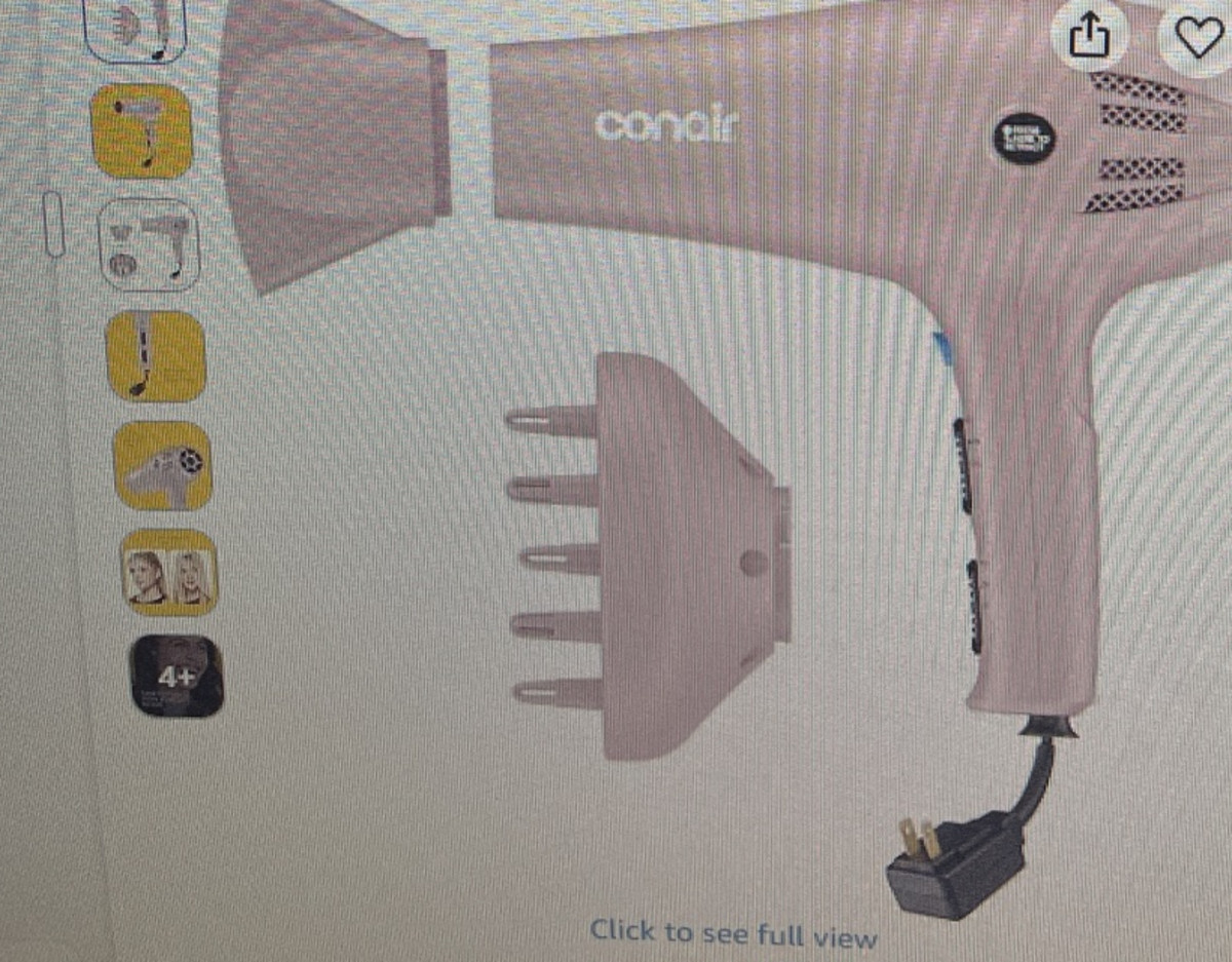 Conair matte light pink hair dryer with diffuser and concentrator attachments