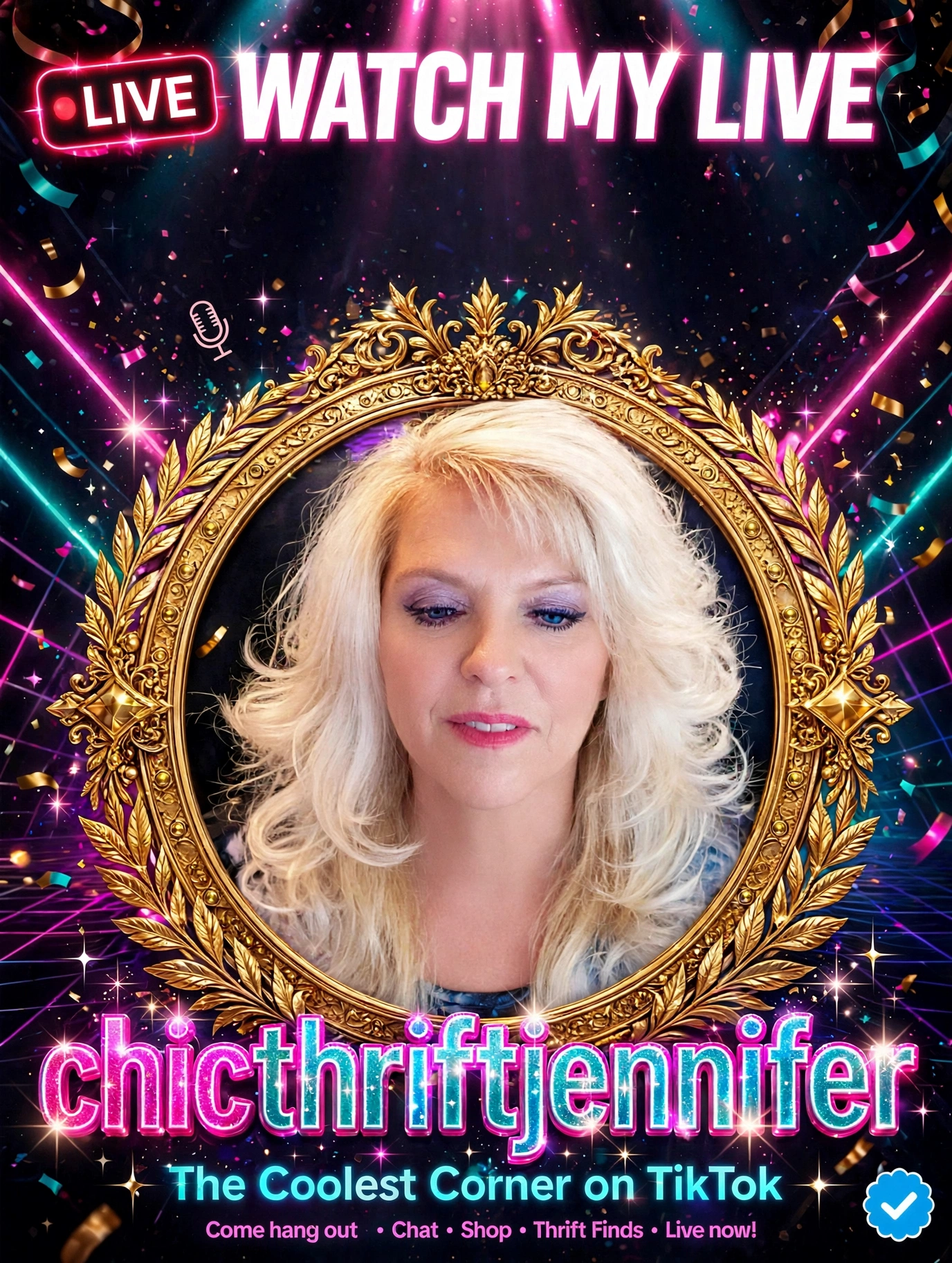 Jennifer's colorful Watch My Live promotional billboard