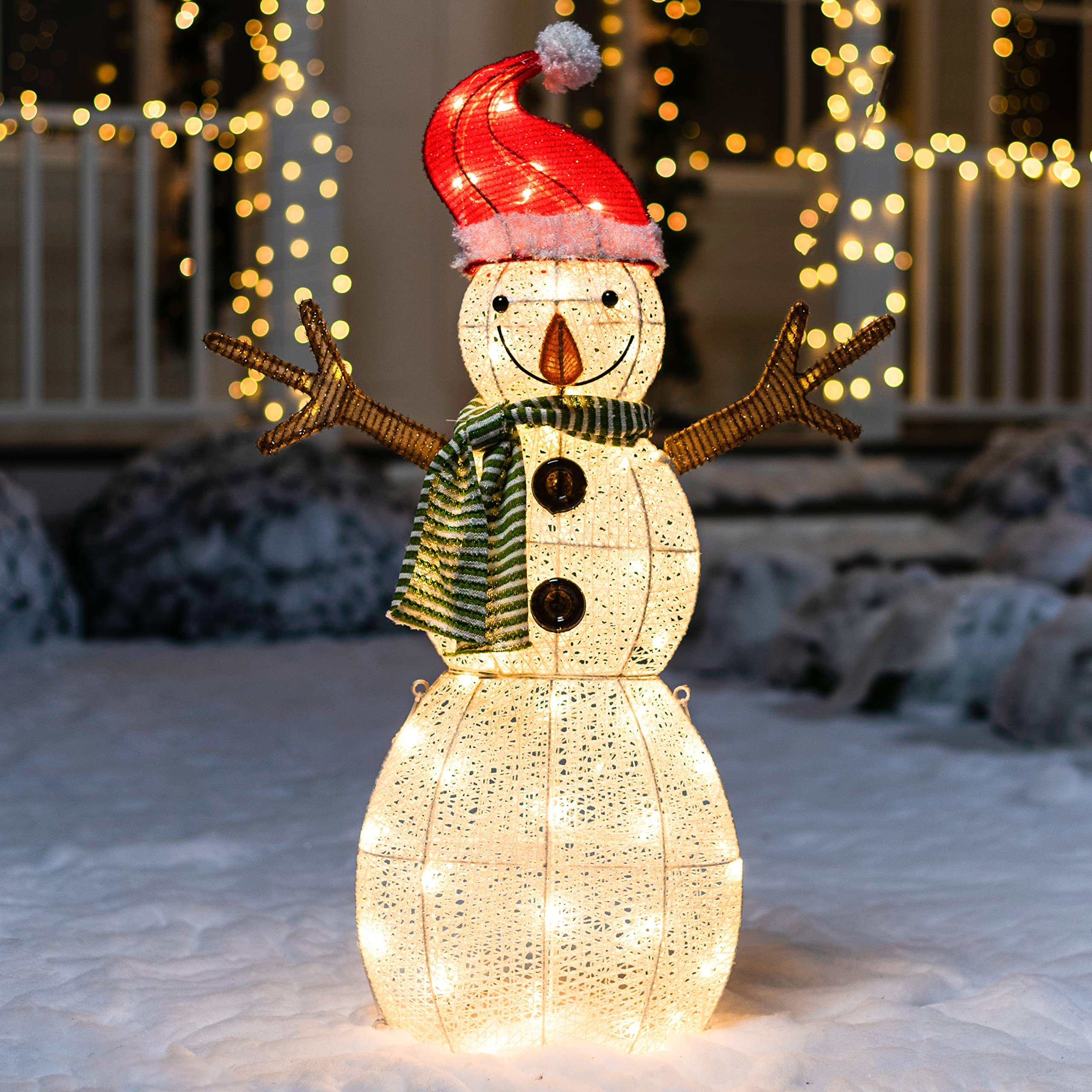 3-Pack Snowman LED Yard Lights — Blue Scarf