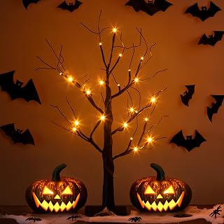 2 Pack Halloween Lighted Black Trees