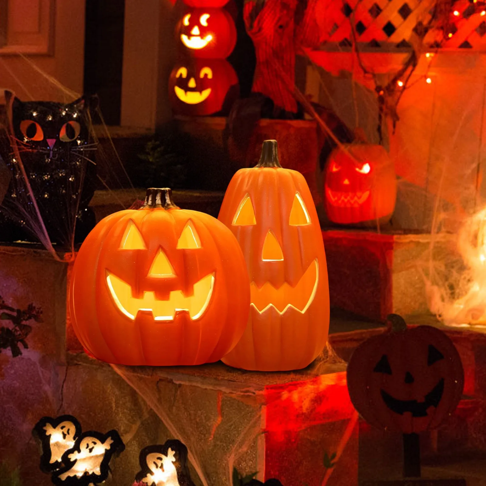Halloween Pumpkin Lantern Set 4-pack