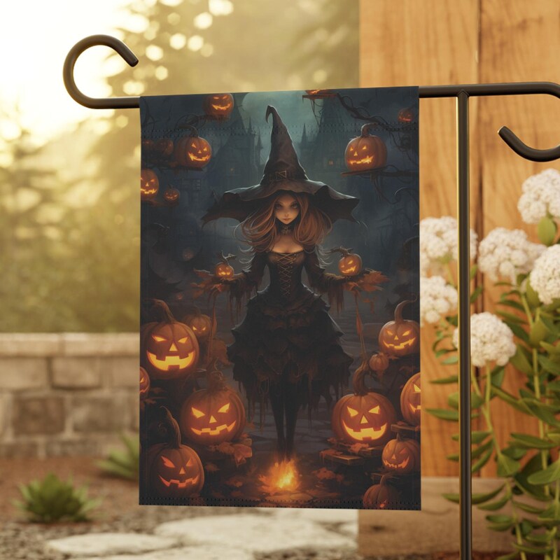 Halloween Lighted Garden Flag (Witch Feet)