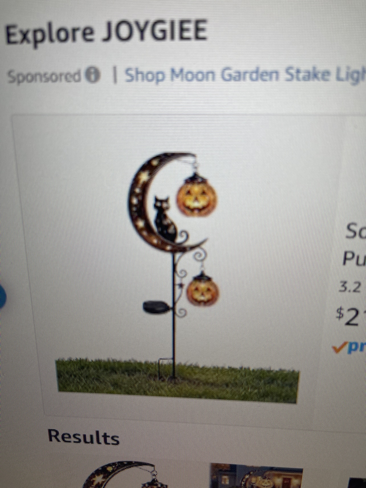 Solar Halloween Black Cat and Pumpkin Moon Garden Stake