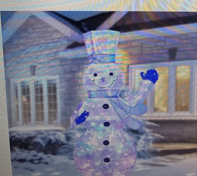 HOYECHI holographic 3D prism lighted snowman glowing in rainbow colors outdoors