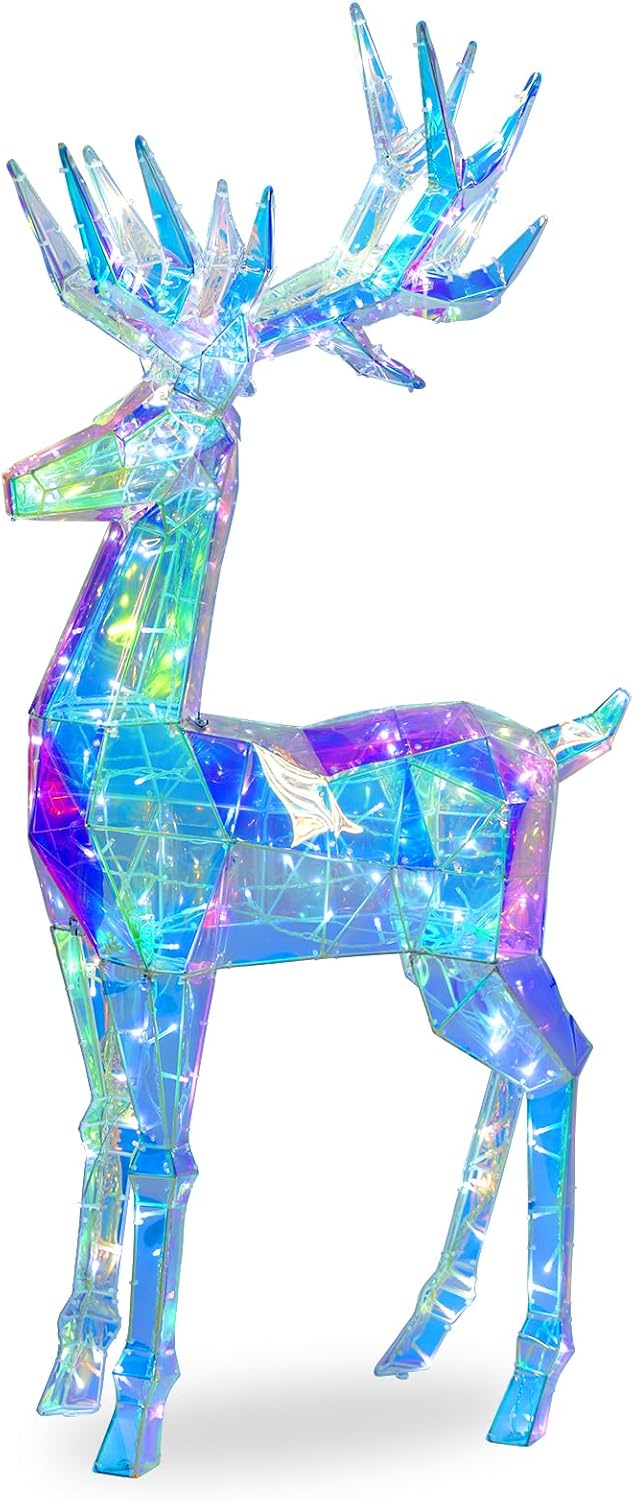 Rainbow acrylic light-up Christmas reindeer