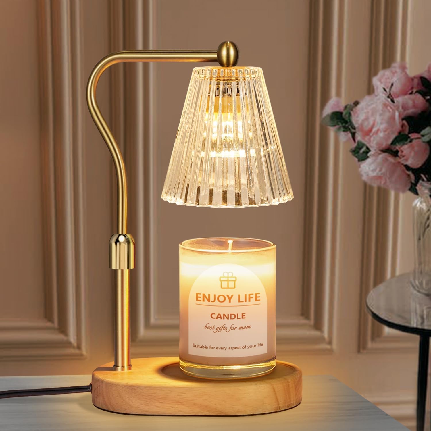 seenlast Candle Warmer with an adjustable lamp over a jar candle