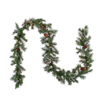 Frosted pre-lit Christmas garland
